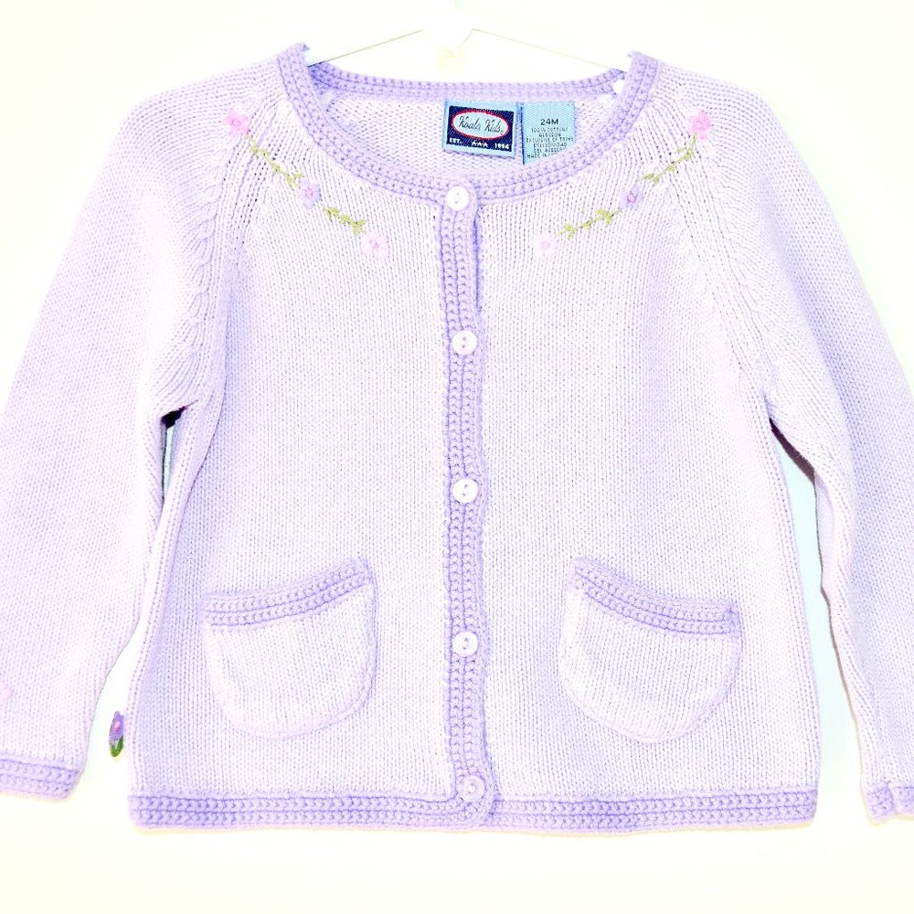 Koala Kids Cardigan Sweater with Embroidered Flowers - 24 Months